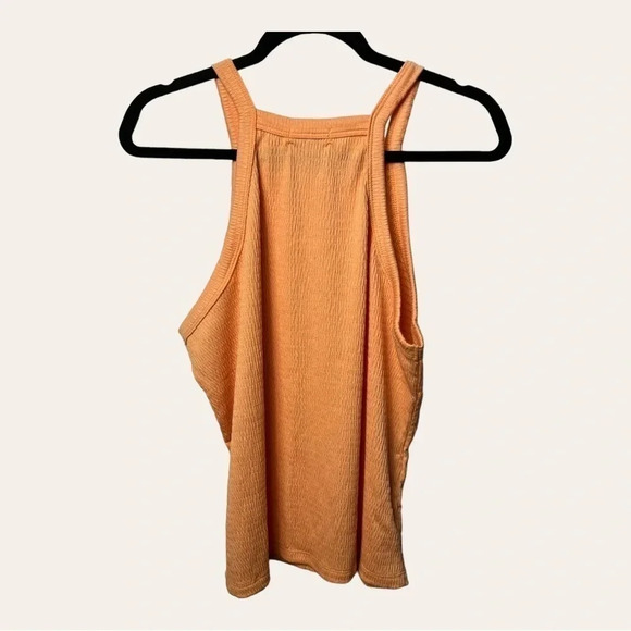 0485. WHITE BIRCH ORANGE‎ RIBBED SPAGHETTI STRAP TOP SIZE 1X SMOCKING - Picture 9 of 13